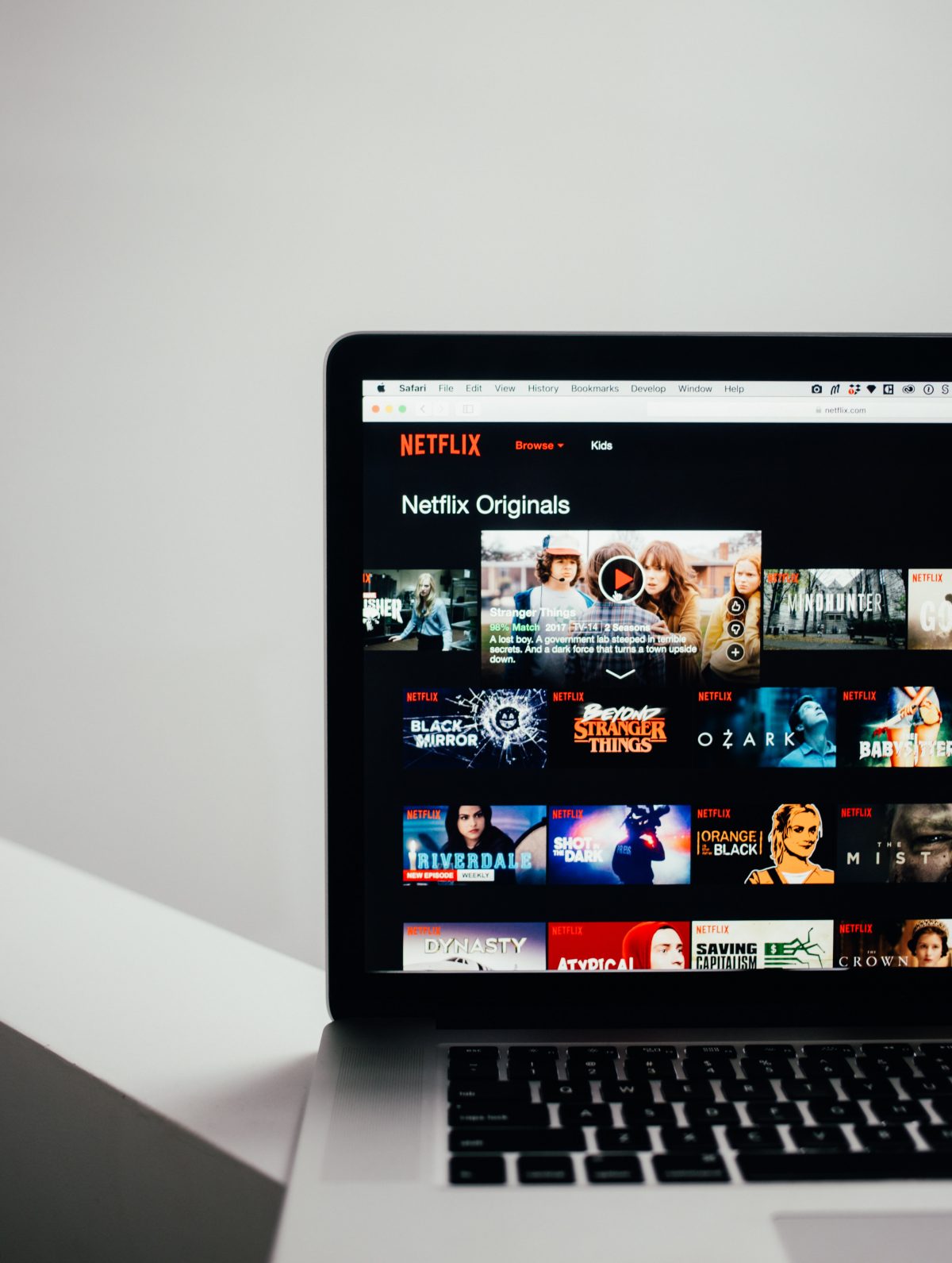 Netflix Originals streaming on Macbook