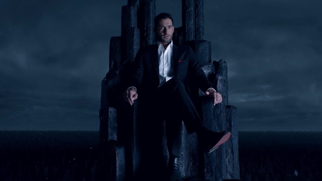 Netlix's Lucifer as king sits on throne