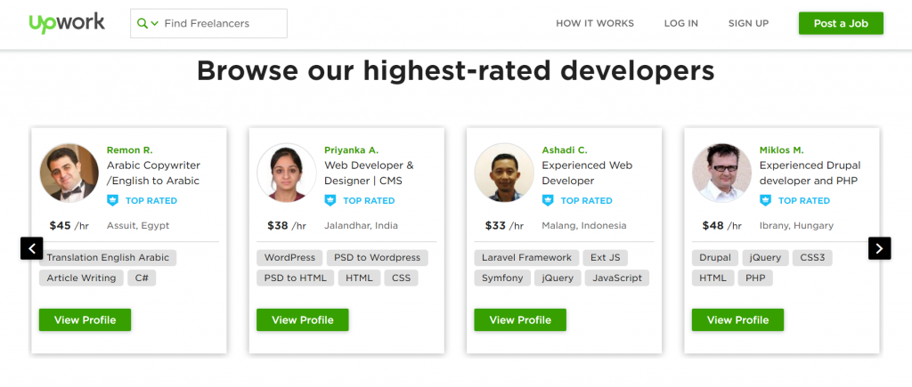 Upwork's highest rated developers
