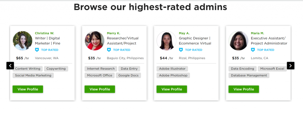 Upwork's highest rated admin staff and customer support