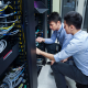 People working in a data center